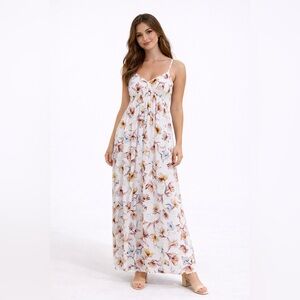 Final Touch Floral Maxi Dress Romantic Cottagecore Spaghetti Strap Dress Size M